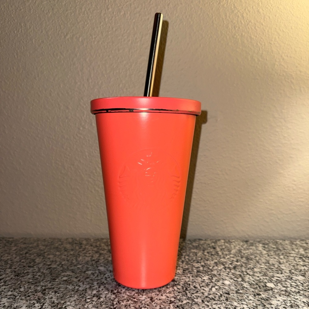 Starbucks coral metal tumbler